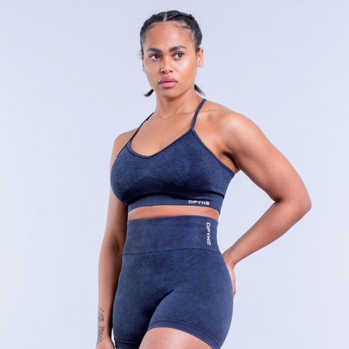 DFYNE Valkyrie Acid Wash Sports Bra Charcoal | 0257UOSCM