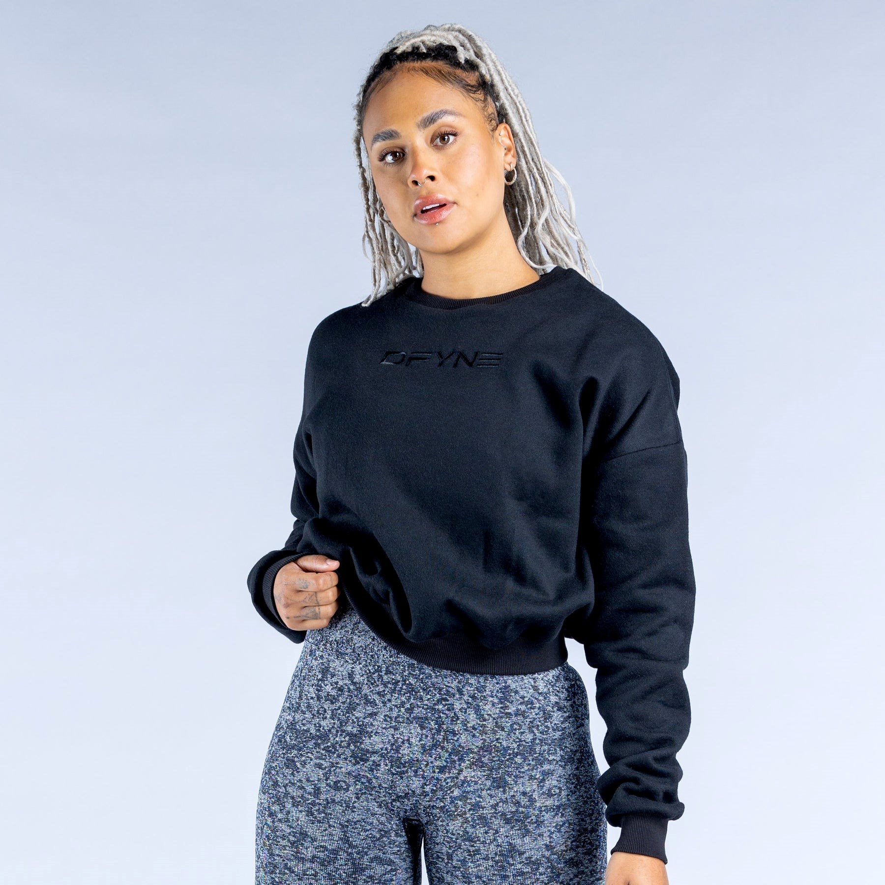 DFYNE Luxe Revive Crop Swetry Czarne | 3680RDINA