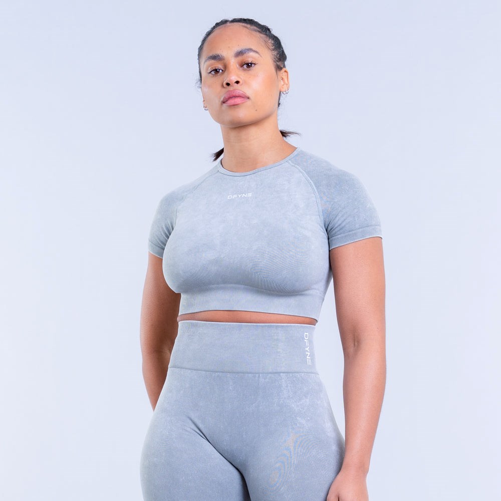 DFYNE Valkyrie Acid Wash Crop Top Zielone | 7042FEITG