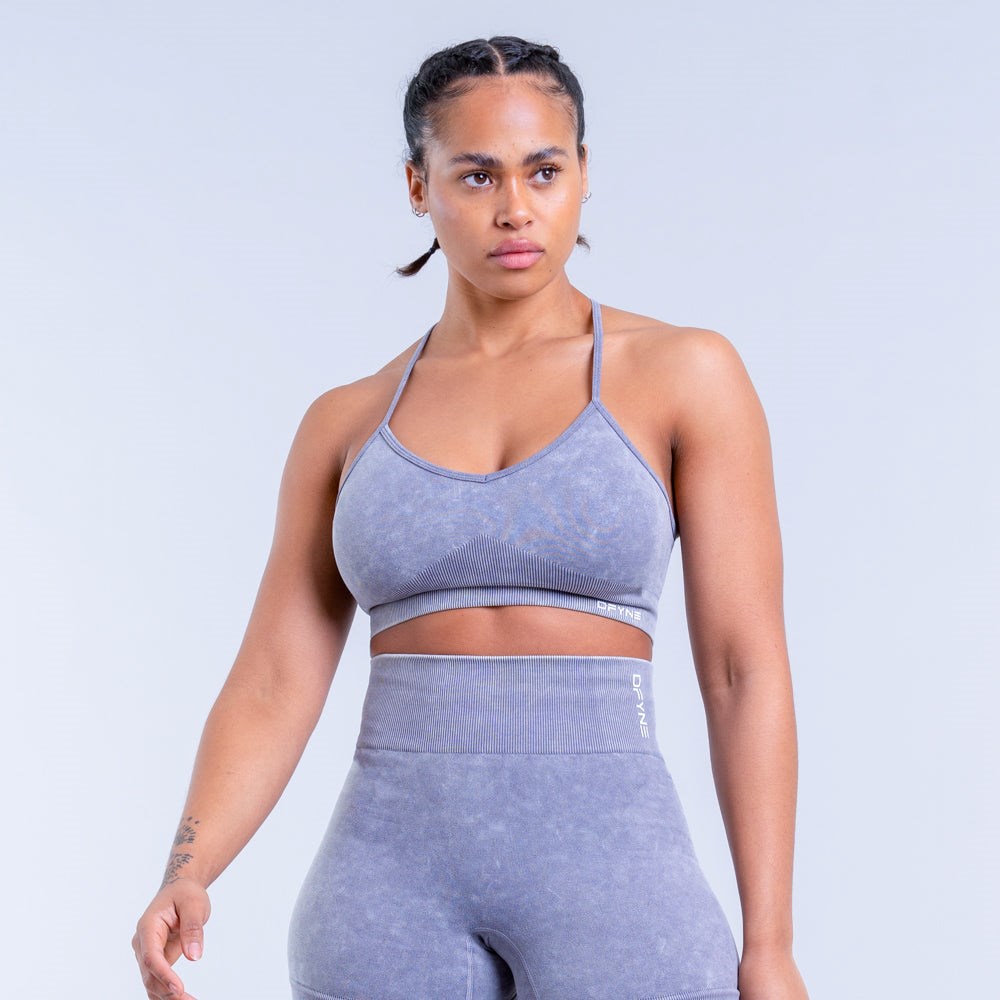 DFYNE Valkyrie Acid Wash Sports Bra Szare | 0842SNILU