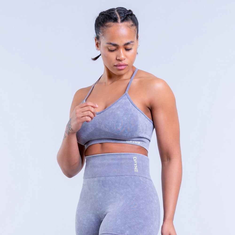 DFYNE Valkyrie Acid Wash Sports Bra Szare | 0842SNILU